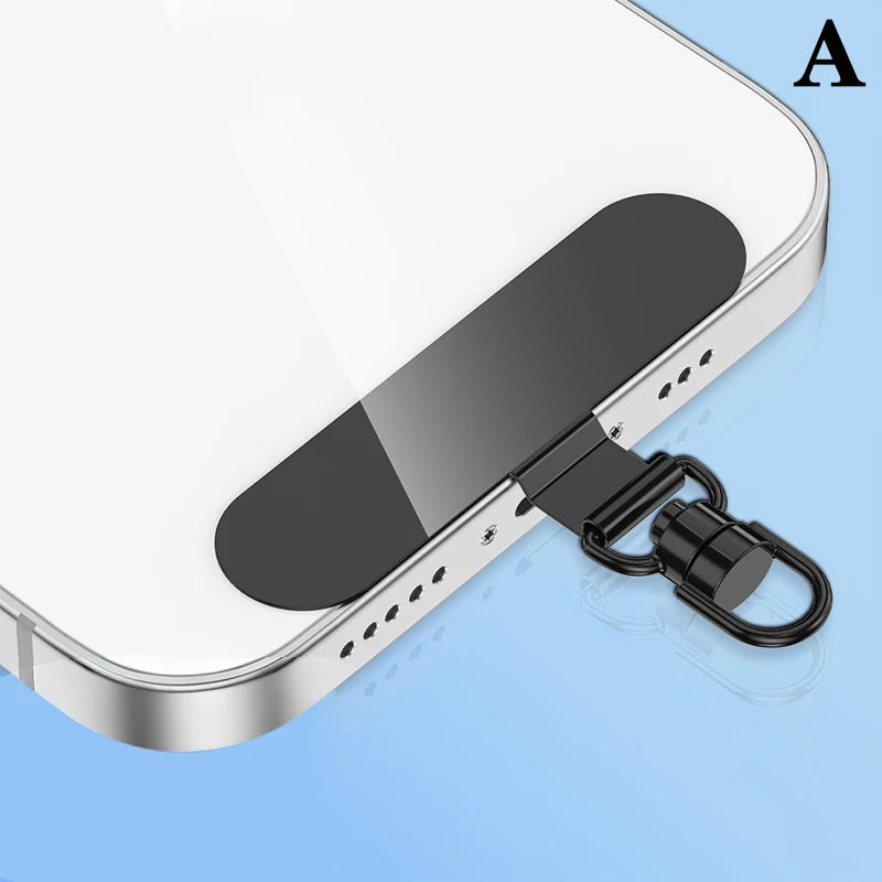 Steel Phone Lanyard Gasket Patch Anti-lost Anti Fall Mobile Phone Rope Card Metal Clip Strap Hang Cord Tab Accessories Peaceful Pleasures Health and Wellness A Black