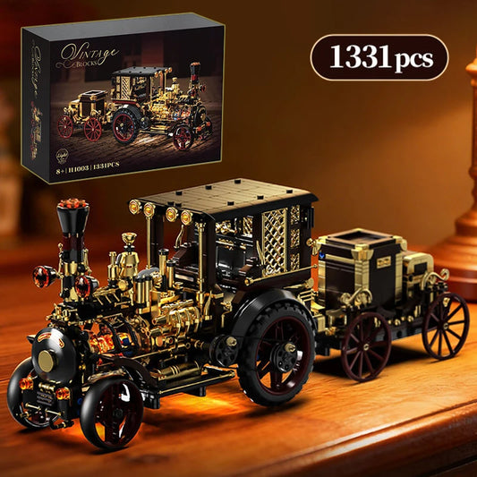 Creative Vintage Mechanical Steam Car Building Blocks City Retro Punk Peaceful Pleasures Health and Wellness