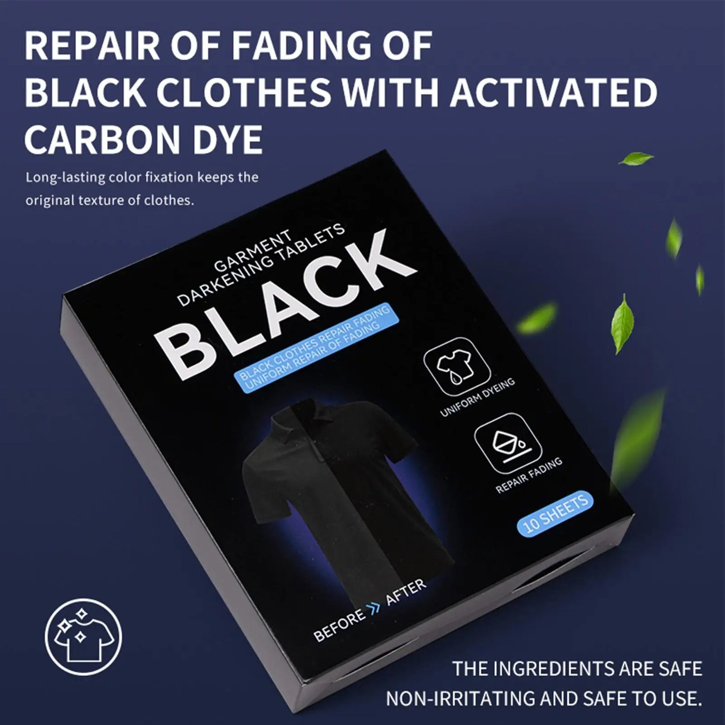 Fabric Dyes For Clothing Black Natural Laundry Supplies 10 Pieces Fabric Paint Dark Tablets For Cotton Linen Silk Wool T-Shirts Peaceful Pleasures Health and Wellness