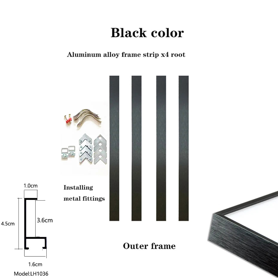Aluminum Alloy Metal material Picture Frame Framework ，Modern ，DIY, Customizable Large Size,Used for Oil Paintings Wall Art Peaceful Pleasures Health and Wellness Black 30x40cm China Mainland