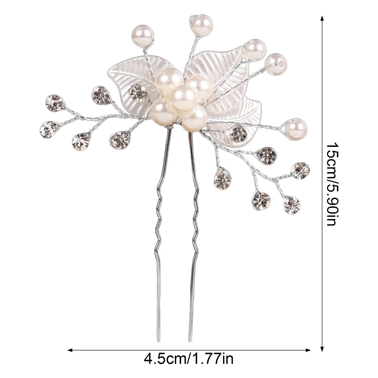 Bridal Pearl Rhinestone Flower Hairpin White Wedding Accessory Peaceful Pleasures Health and Wellness