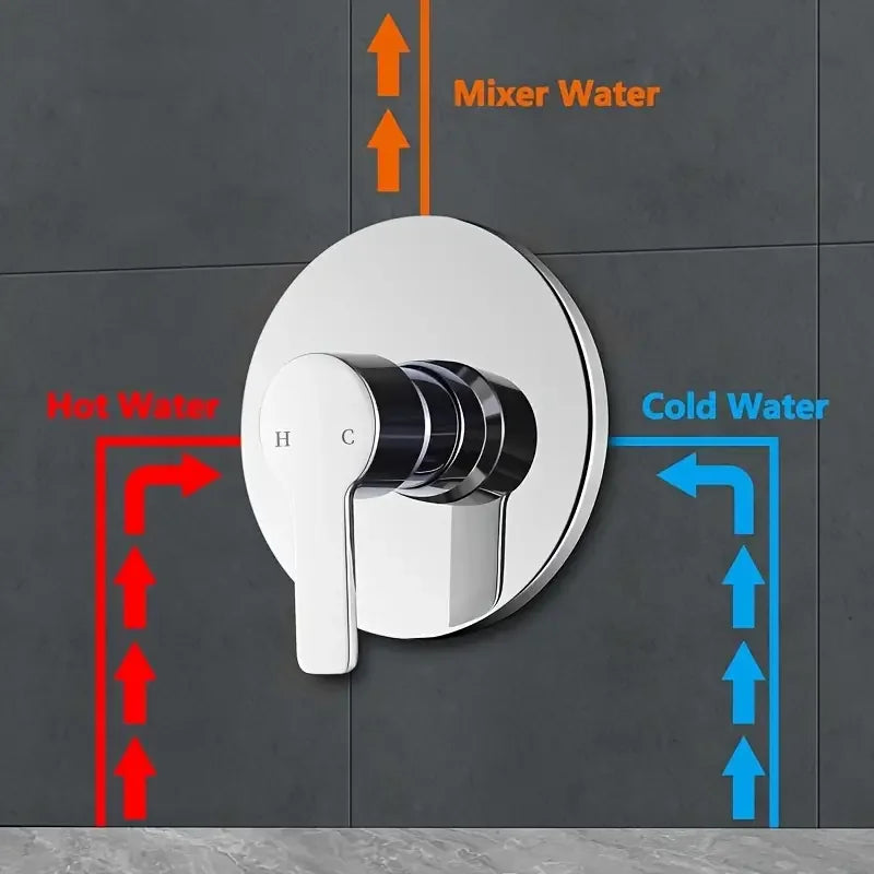 Chrome Wall-Mounted Shower Mixer Valve | Hot & Cold Control