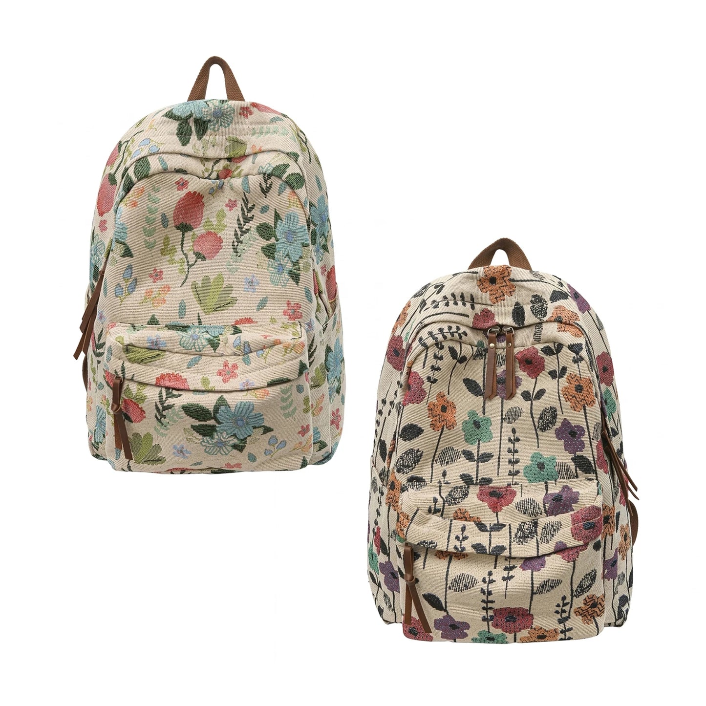 Floral Print Backpack For Women Lightweight Casual Daypack With Multi Compartments And Waterproof Fabric Peaceful Pleasures Health and Wellness