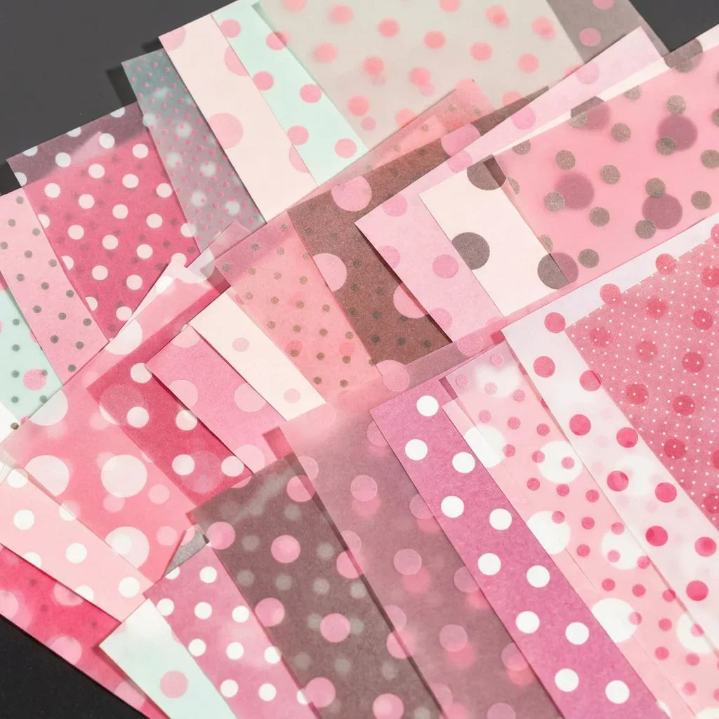 50Pcs Polka Dot Kraft & Vellum Paper Sheets for M5 Journals