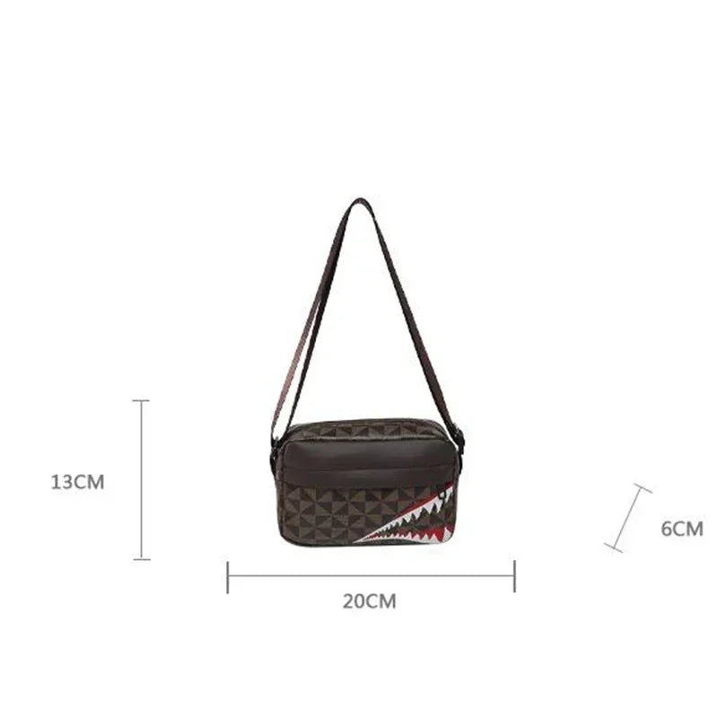Shark Mouth Crossbody Bag | Split Leather Small Square Purse Crossbody Bag Peaceful Pleasures Health and Wellness