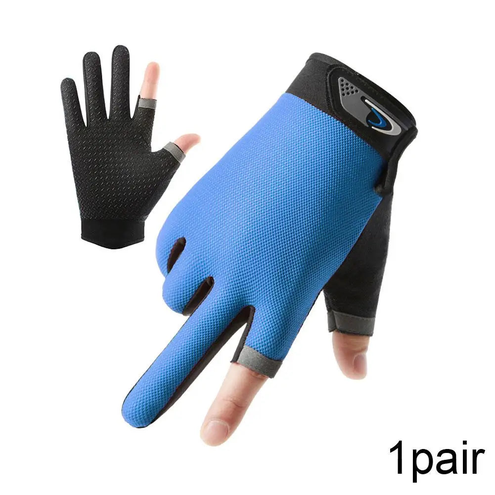 Ice Silk Fingerless UV Gloves for Cycling, Fishing & Driving