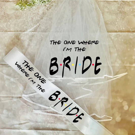 "The One Where I'm The Bride" Veil Sash | Friends Bachelorette Bridal Party Sash Peaceful Pleasures Health and Wellness sash and veil