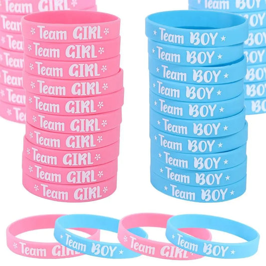 20pcs Gender Reveal Bracelets – Pink & Blue Silicone Wristbands Party Silicone Bracelets Oasis Select 20pcs