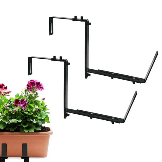 Flower Box Brackets Adjustable flower pot bracket Metal Railing Planter Bracket Outdoor Garden Bed Fence Bracket for garden Peaceful Pleasures Health and Wellness Default Title