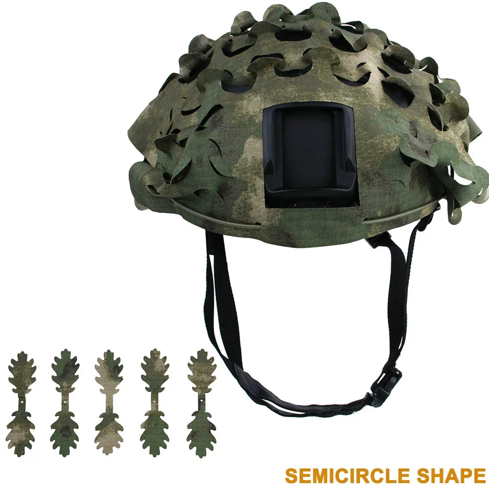 3D Camo Laser Cut Leaf Shape Airsoft Helmet Cover Mesh Helmet Cloth Paintball Paratrooper Hunting Airsoft Helmet Accessories Peaceful Pleasures Health and Wellness ruins camo Semi