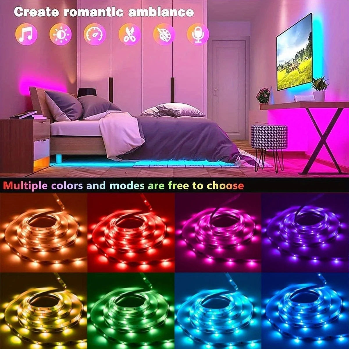 RUNTOIN RGB LED Strip Lights – TV Backlight & Room Décor