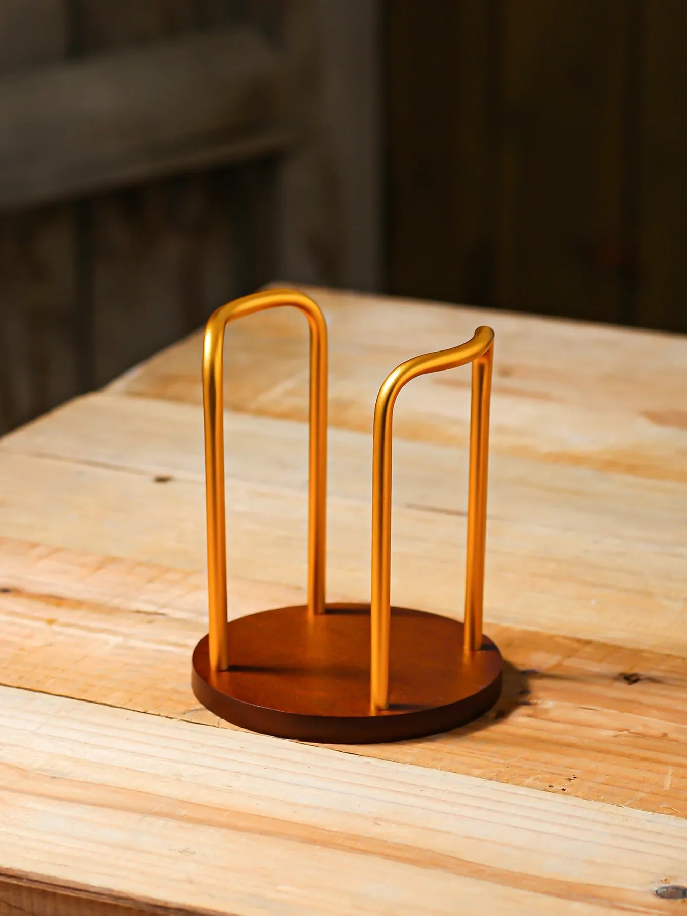 Bamboo & Aluminum Desktop Cup Holder for Coffee & Tea