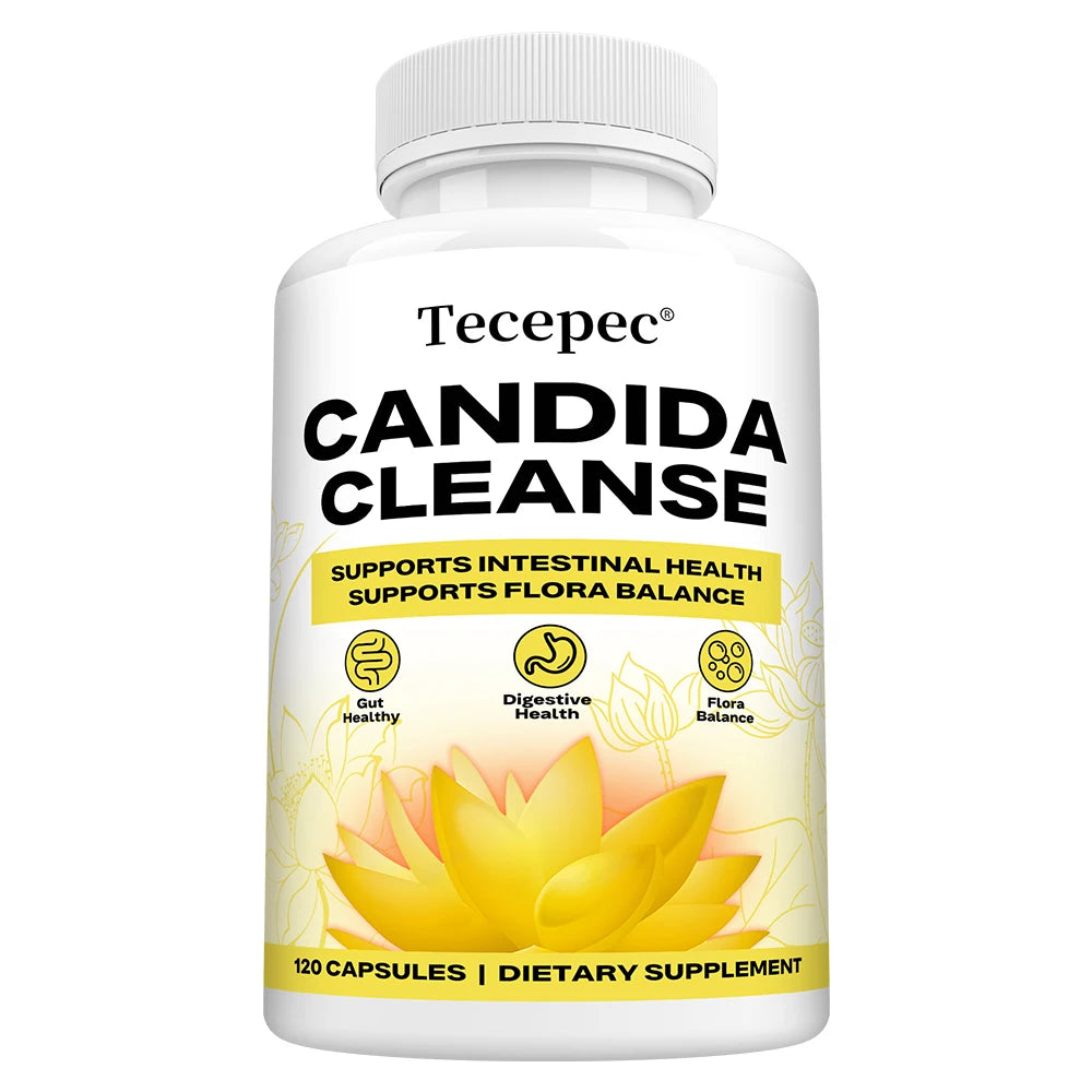 Candida Cleanse Capsules - Intestinal Colon Detox Gut Flora Balance Supports Digestion Relieve Bloating Antioxidant Supplement Peaceful Pleasures Health and Wellness 120 count-1 bottle