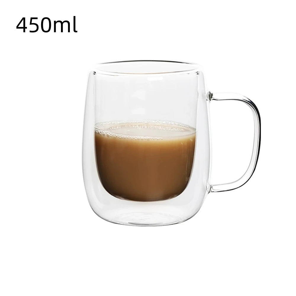 Double Wall Glass Coffee Cup with Handle – Insulated Espresso
