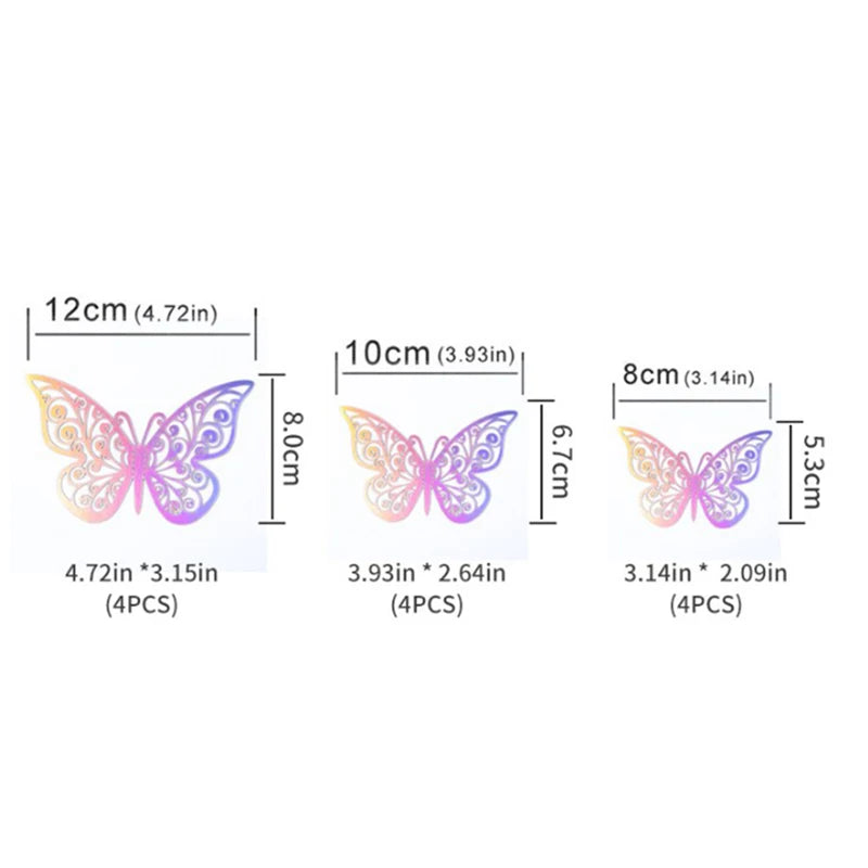 3D Butterfly Wall Stickers 12-Pack | Hollow Carving Home Decor