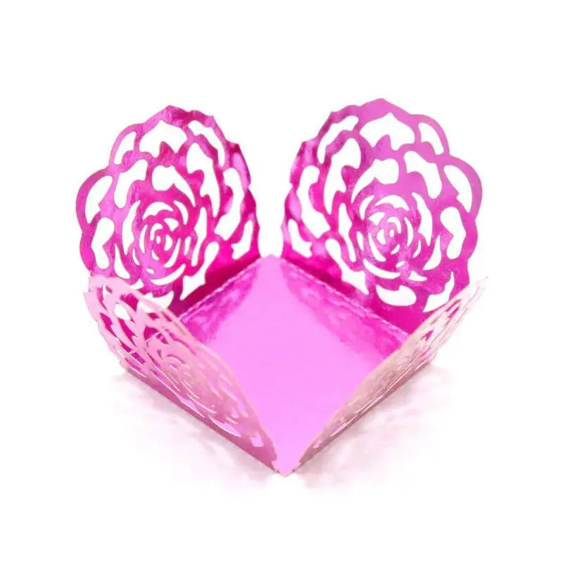 50-Pack Gold Rose Laser-Cut Dessert Liners & Cake Wrappers