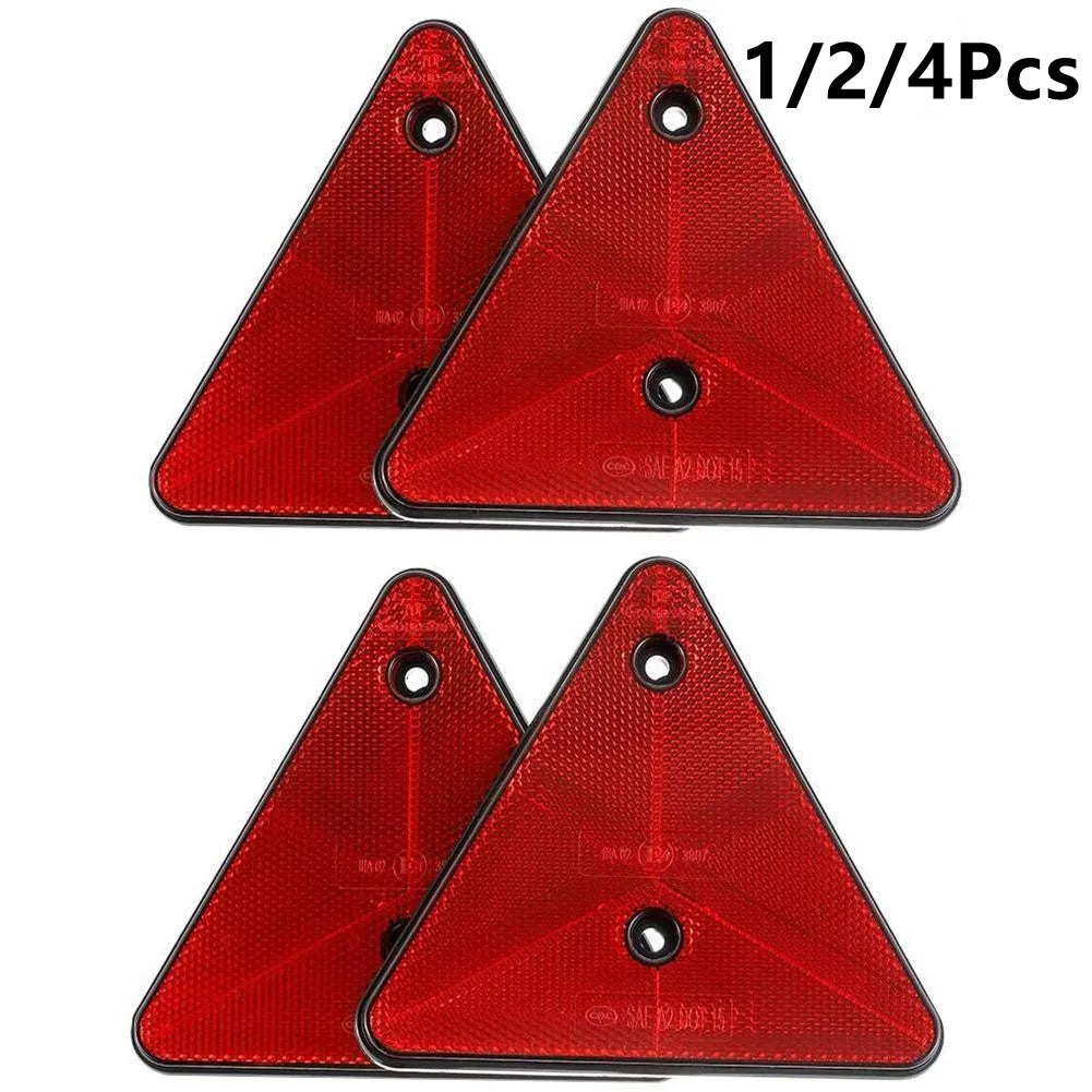 Red Triangle Rear Reflectors for Trailer, Bike & Truck | 1-4 Pcs