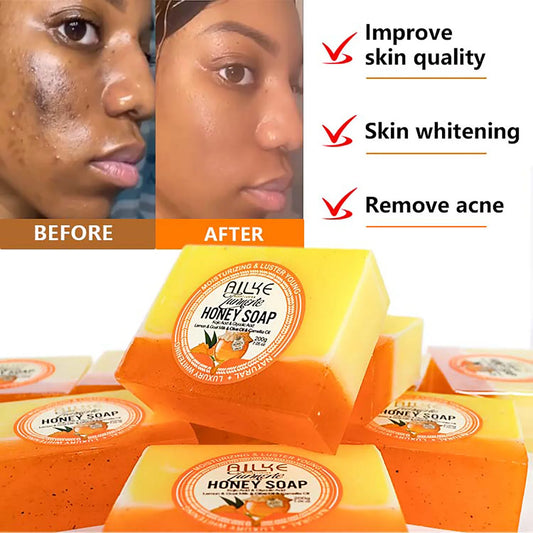 AILKE Turmeric Honey Soap Bar | Kojic Acid & Lemon 200g Brightening Soap Bar Peaceful Pleasures Health and Wellness