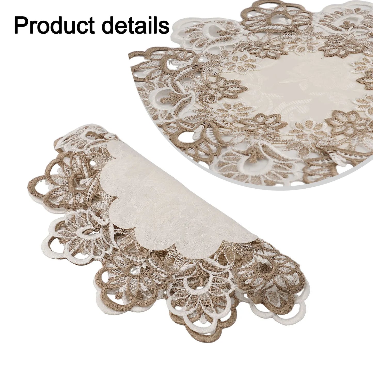 Round Tablecloth Lace Floral Table Cover Dustproof Home Festival