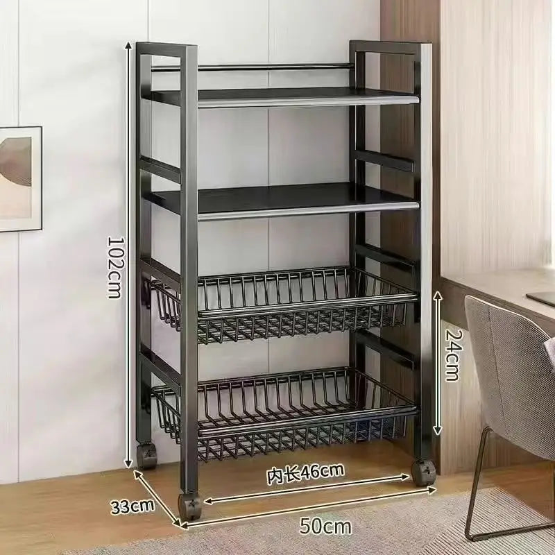 Sturdy Space Saving Heavy Duty Thickened Mesh Basket Kitchen Storage Rack For Vegetable and Fruit Organizer For Dorm Home Use Peaceful Pleasures Health and Wellness Signle 4 Layer B 50