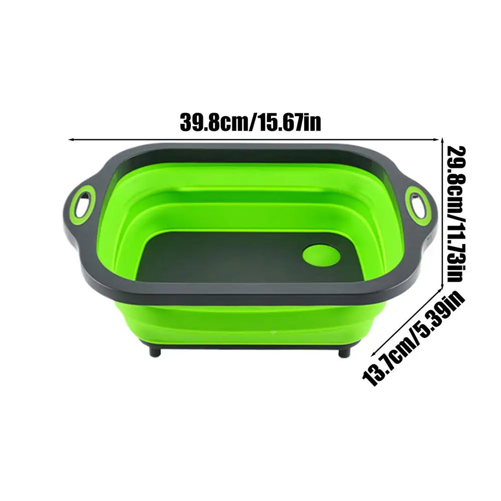 Foldable Sink Basin with Drain Plug, Portable Co&llapsible Tub for Camping Travel Dish Washing, Outdoor Kitchen & Pet Bath Peaceful Pleasures Health and Wellness A