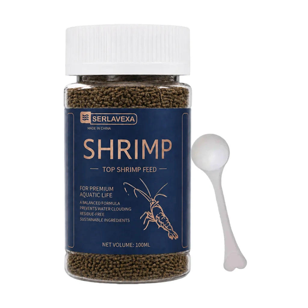 SERLAVEXA High-Calcium Shrimp Food Sinking Pellets with Spoon