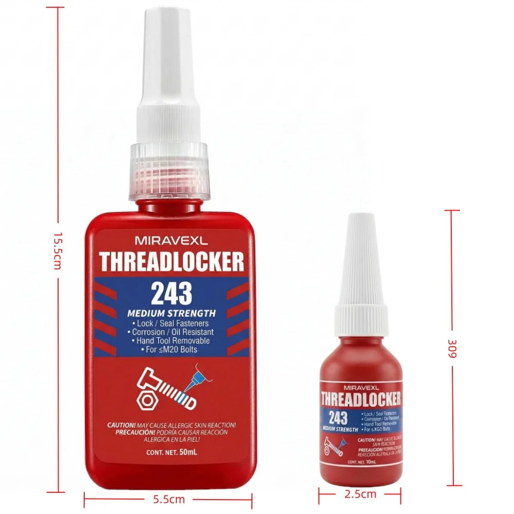 MIRAVEXL 243 Threadlocker Medium Strength Anaerobic Adhesive Antiloose Screw Glue Oil Resistant Fastener Sealant 10ml 50ml Peaceful Pleasures Health and Wellness