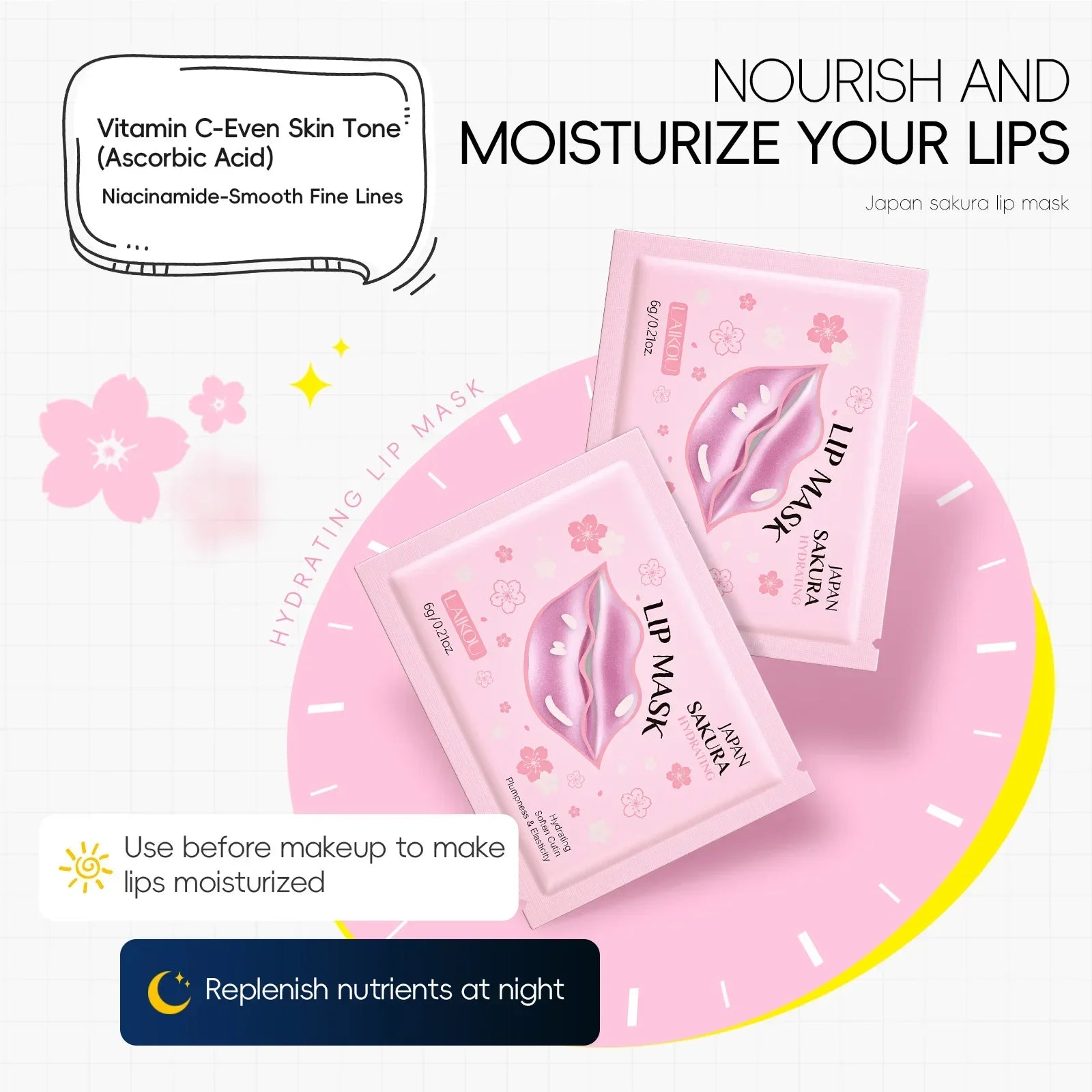 LAIKOU 5/10pcs Lip Mask Lip Care Moisturizing Hydrating Repair Lighten Lip Lines Labial Gel Patch Lips Pad Patches Care Products Peaceful Pleasures Health and Wellness