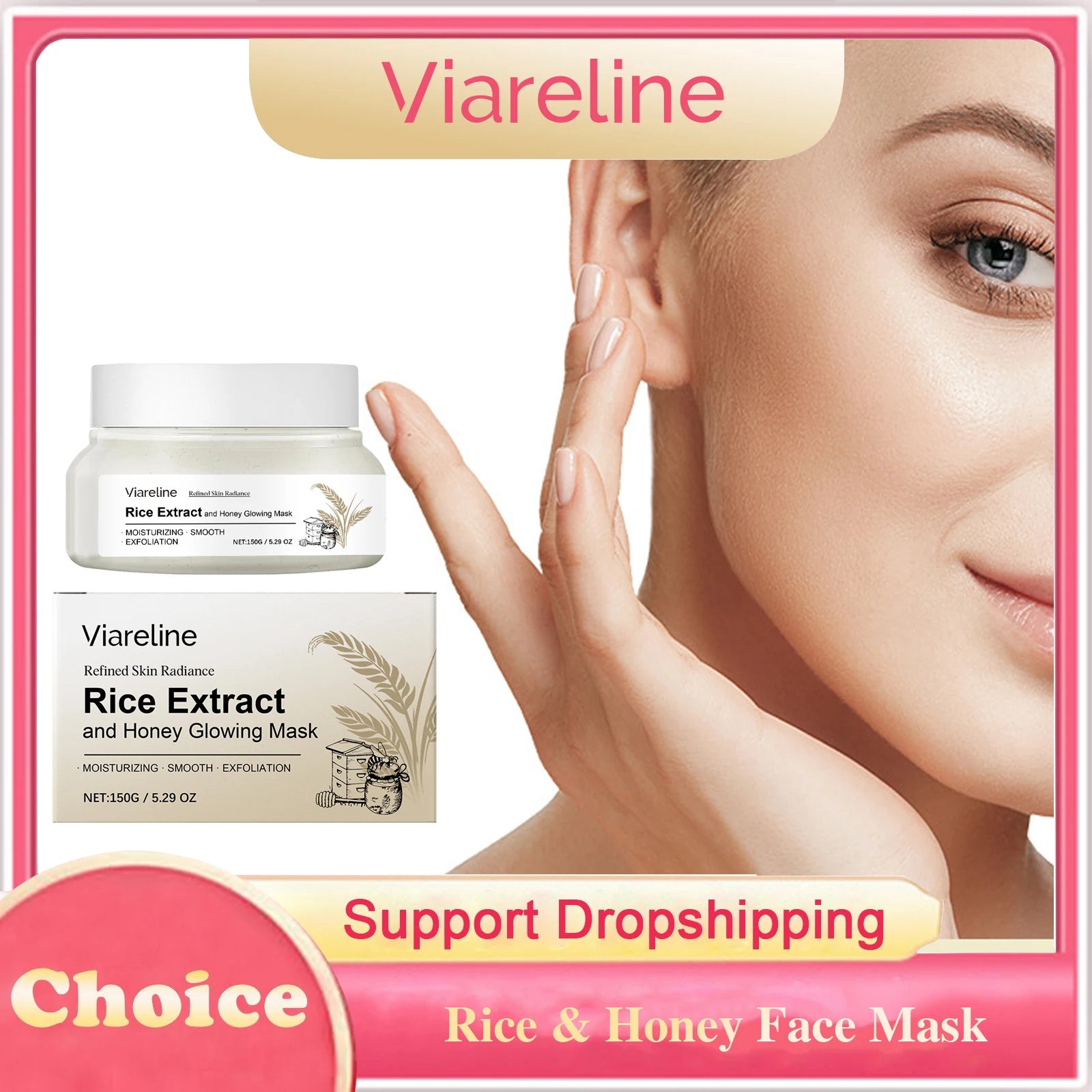 150g Rice Extract Honey Face Mask Hydrating Brightening Firming Shrink Pores Repair Soft Improve Elasticity Glowing Facial Mask Peaceful Pleasures Health and Wellness