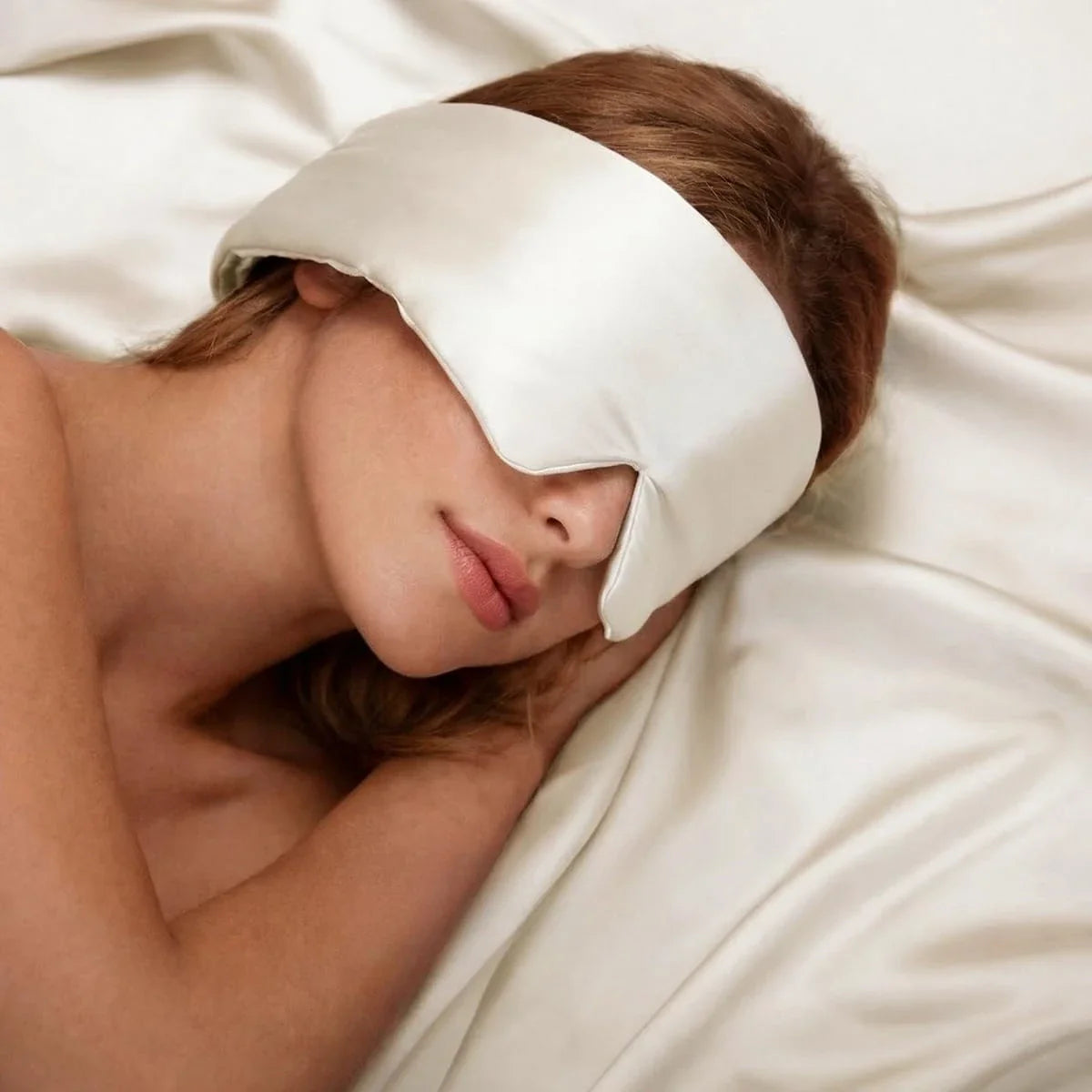 Silk Feel Sleep Mask – Embroidered Floral Light Blocking Eye Cover