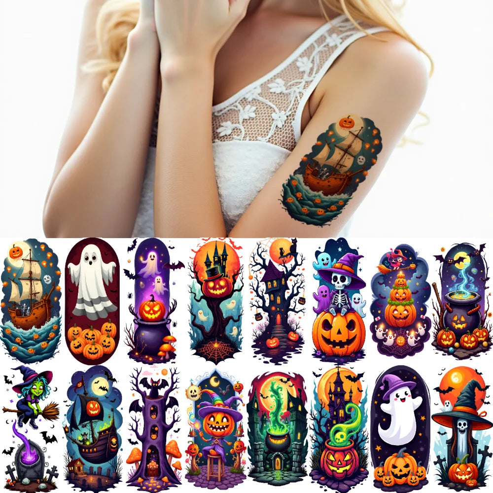 12-Piece Halloween Spooky Temporary Tattoo Stickers for Adults