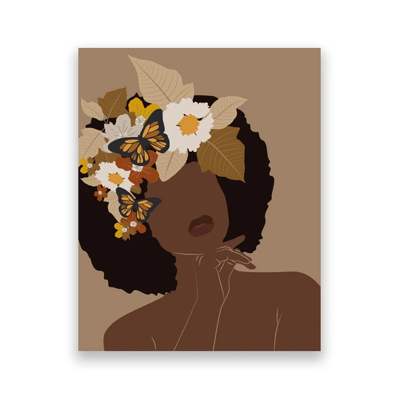 African American Couple Canvas Wall Art | Boho Love Print