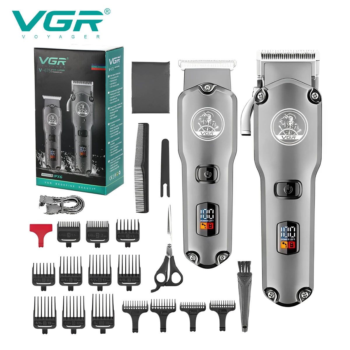 VGR 675 Original Cordless Combo Kit Hair Trimmer For Men Electric Washable Beard Hair Clipper Rechargeable Haircut Machine Peaceful Pleasures Health and Wellness