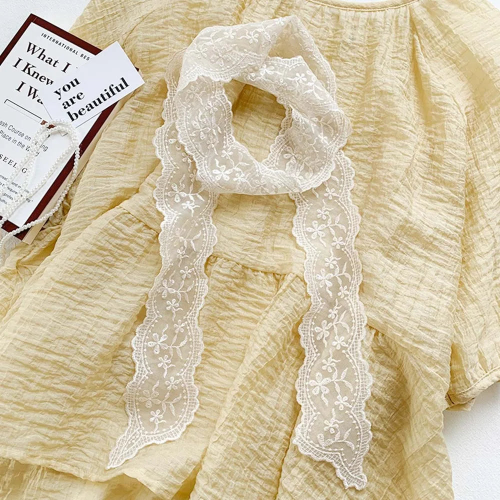 Women's Soft Lace Hair Ribbon Headband & Neck Scarf | Floral
