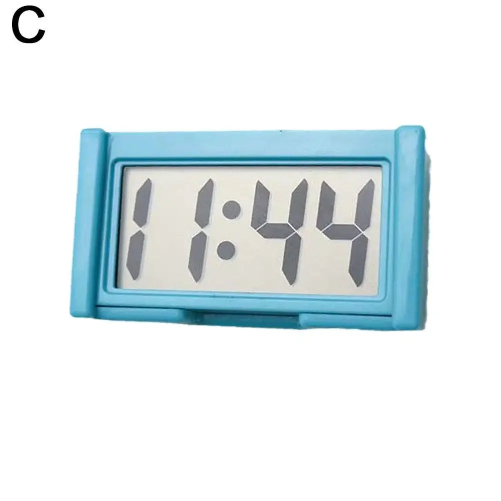 Practical Mini Digital Display Large Screen Car Mounted Small Adhesive Portable Electric Motorcycle Car Mounted Clock Mute New Peaceful Pleasures Health and Wellness Blue