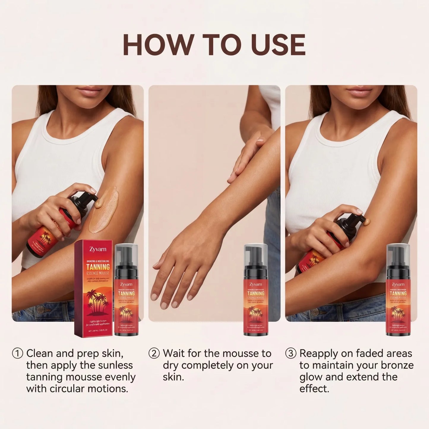 Sunless Self Tanning Mousse – Streak-Free Natural Bronze Glow