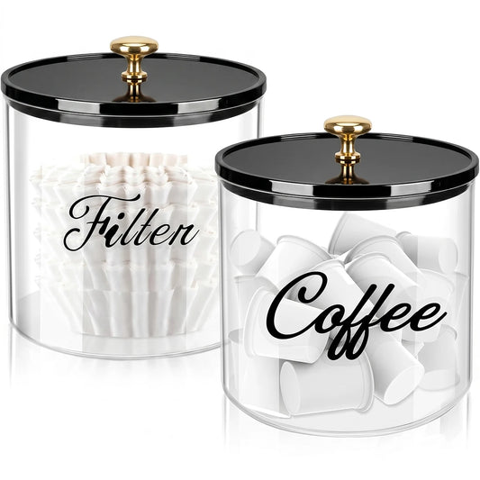 2PC Coffee Pod Holder with Black Lid, KCup Holder Kcup Organizer,Storage Box Coffee Filter Holder for Counter,Coffee Container Peaceful Pleasures Health and Wellness 2pcs