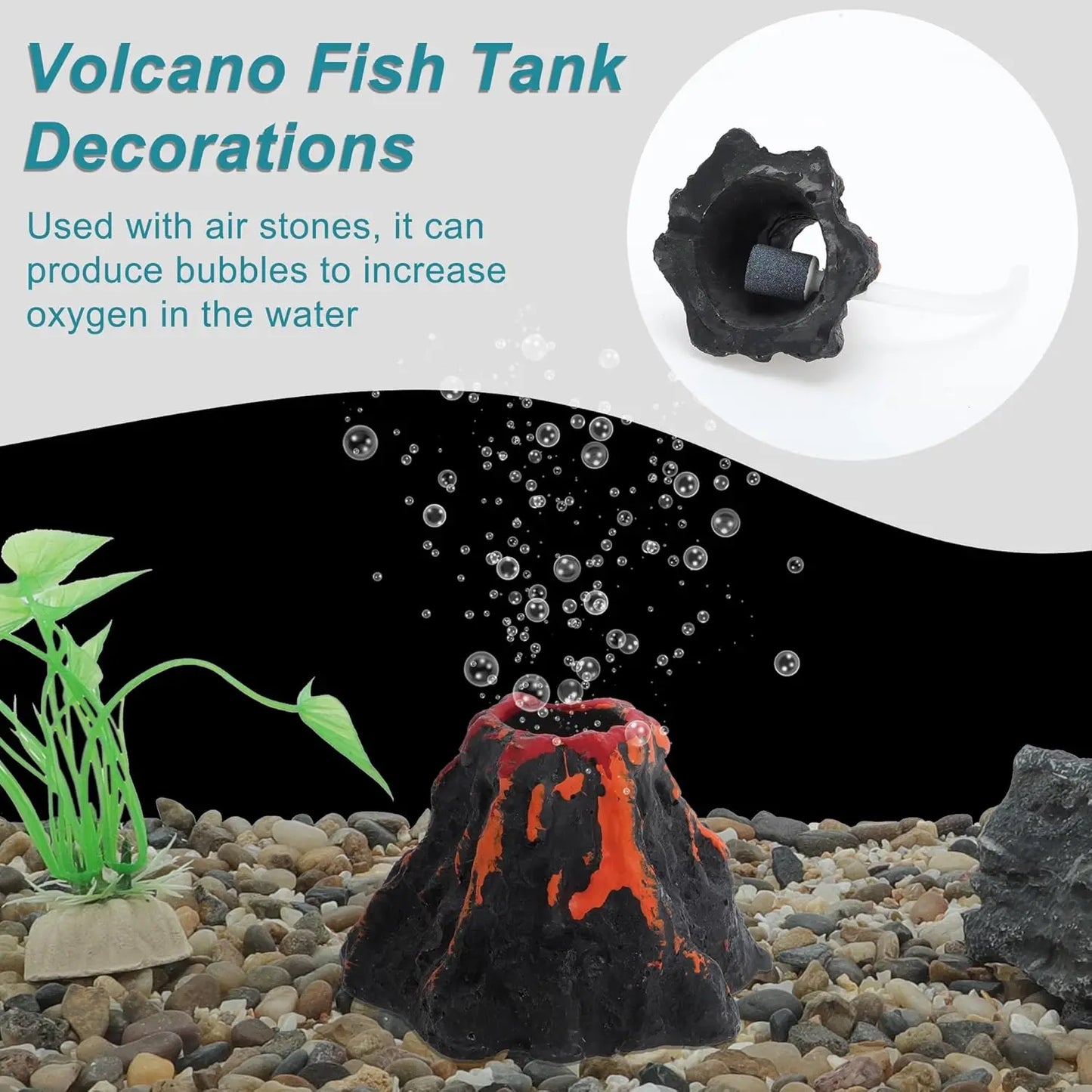 Aquarium Decoration Set Resin Submarine & Volcano Air Bubbler Fish Tank Ornaments Landscape Accessories for Betta Shrimp Decor Peaceful Pleasures Health and Wellness