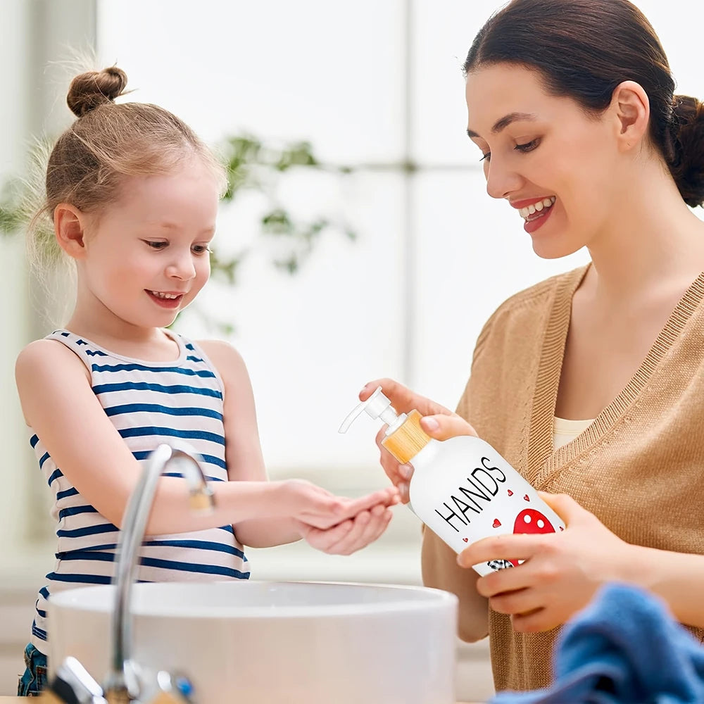 Watercolor Red Heart Truck Soap Dispenser with Tray – Refillable Pump Liquid Soap Container, Mother’s Day Gift Peaceful Pleasures Health and Wellness