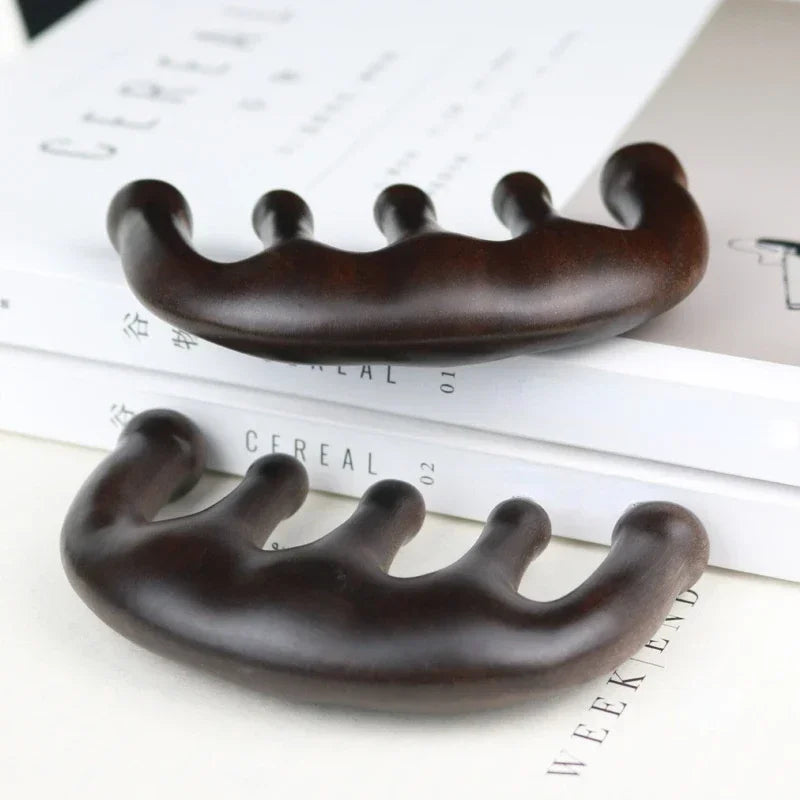 Five Tooth Wide Tooth Handleless Wooden Point Acupuncture Head Sandalwood Comb Peaceful Pleasures Health and Wellness
