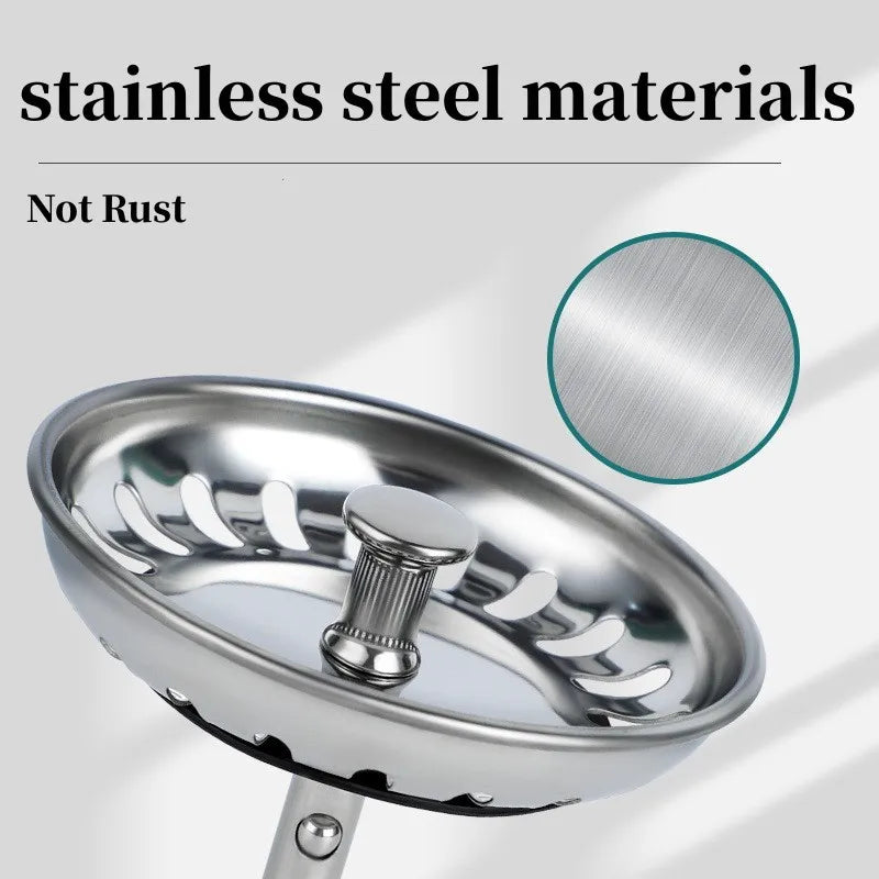 Stainless Steel Kitchen Sink Strainer & Stopper | 80mm Drain