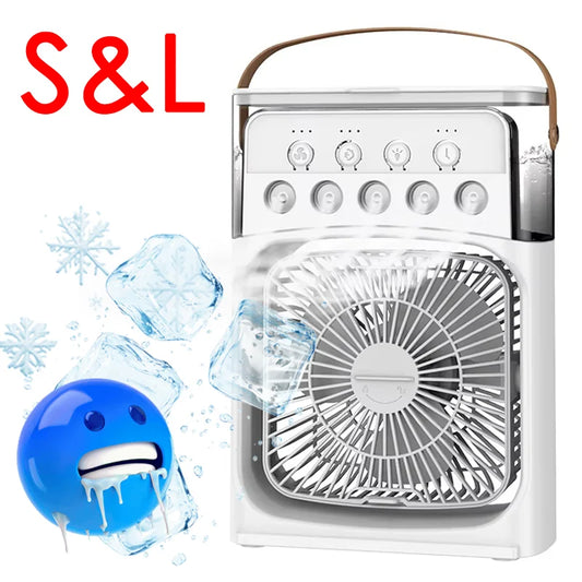 Portable 3-in-1 Mini Fan USB Desk Cooler Humidifier LED Light Portable Desktop Fan Peaceful Pleasures Health and Wellness