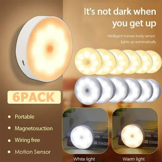 PIR Motion Sensor LED Night Light | USB Rechargeable Closet Lamp Motion Sensor Night Light Oasis Select