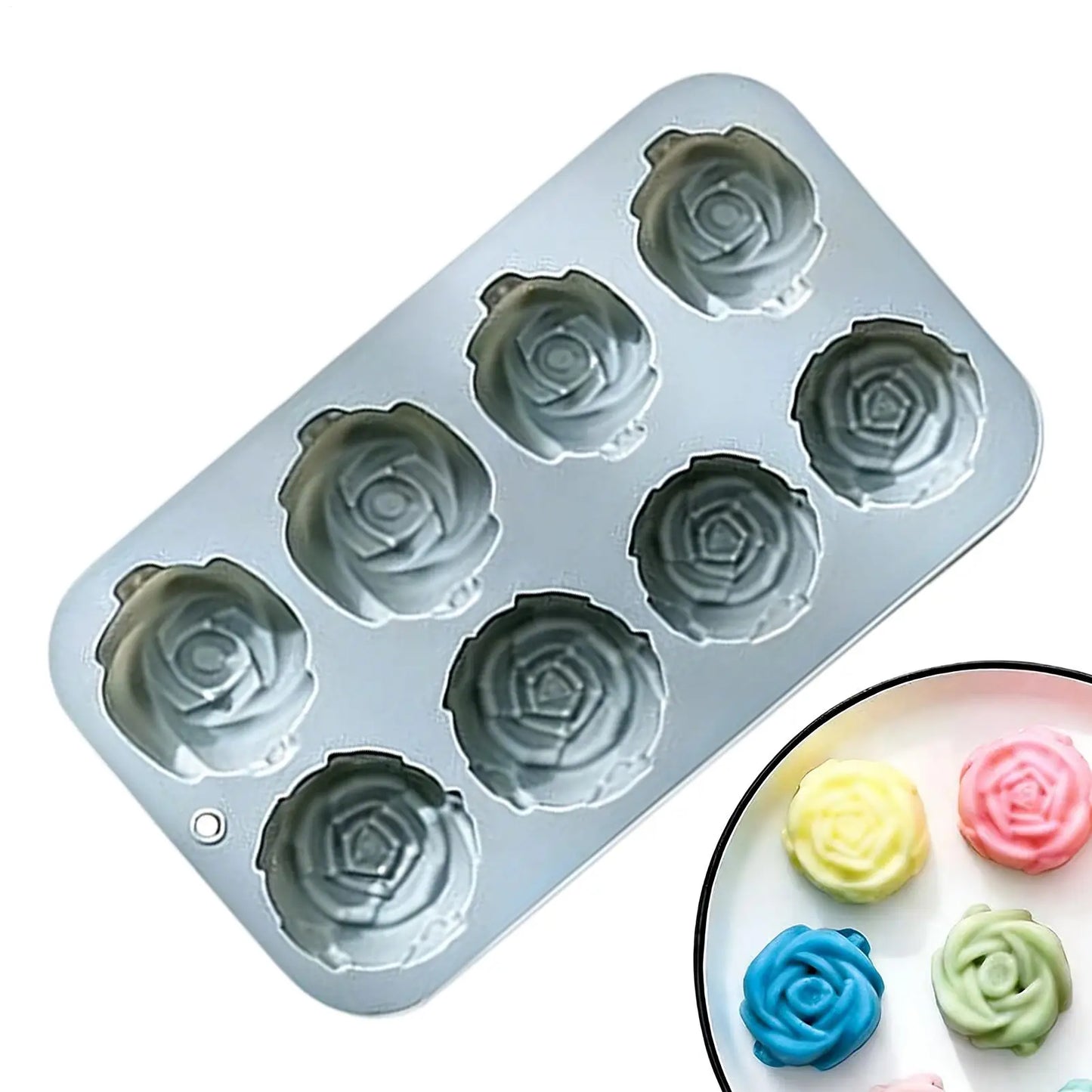 8-Cavity Rose Silicone Mold – Baking, Soap, Candle & Chocolate