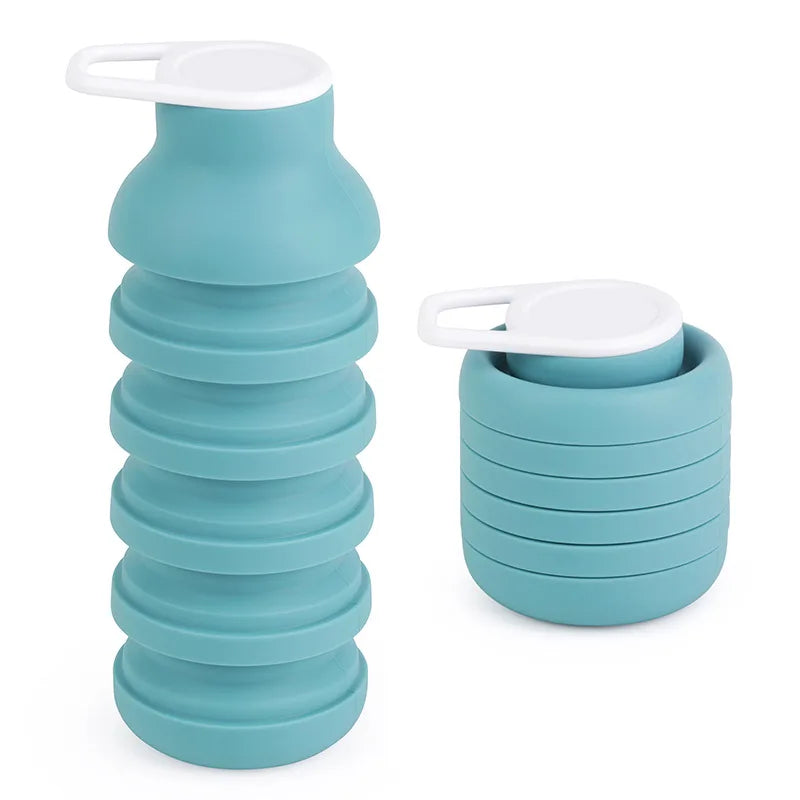 Silicone Collapsible Travel Sports Water Bottle 600ml