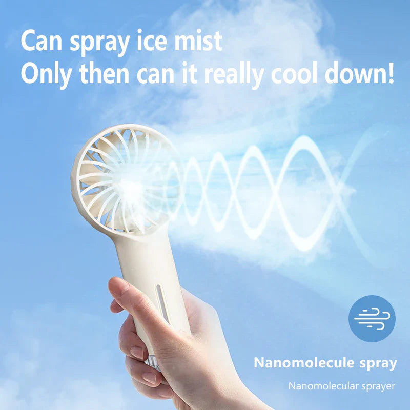Portable Mini Handheld Misting Fan – USB Rechargeable Spray Fan