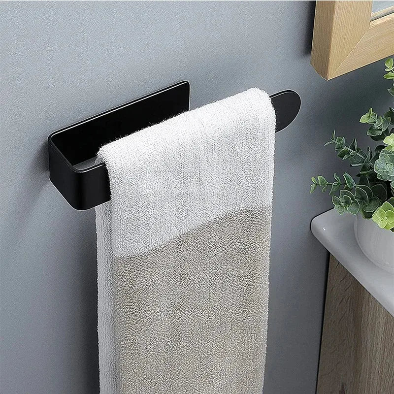 Self-Adhesive No-Drill Towel Rack | Brushed Stainless Steel Bar
