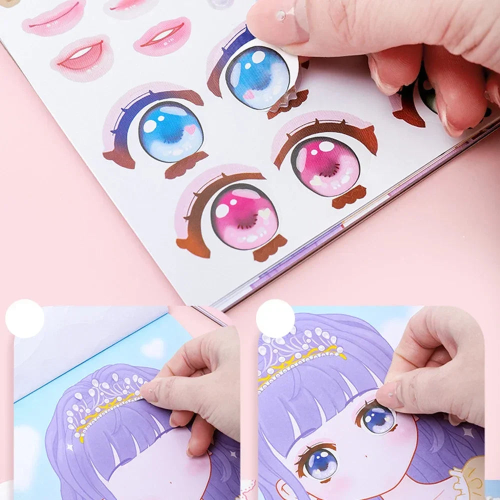 Cartoon Princess Face Puzzle Stickers Reusable Creative Craft Toy