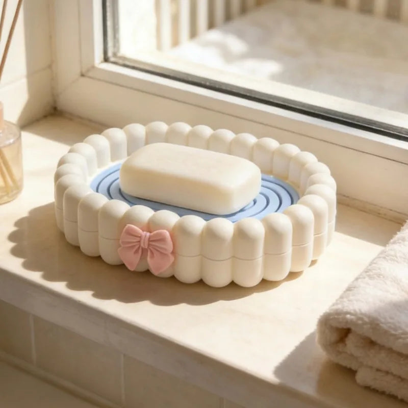 Double Layer Soap Box Large Drainage Soap Holder Household Bathroom Dish Anti-slip Soap Storage Rack for Laundry Room Peaceful Pleasures Health and Wellness Blue