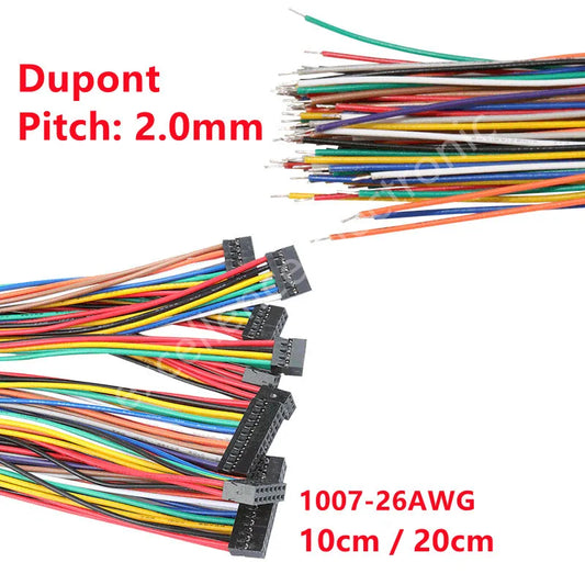 5PCS DuPont 2.0mm Terminal Connecting Line 4p-16p Single Ended Electronic Wire 10cm/20cm 26awg Double Row Rubber Shell Peaceful Pleasures Health and Wellness length 10cm 2x6P Single head